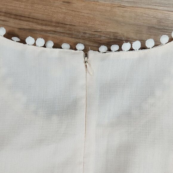 🔺️Andree Peach & Cream Sleeveless Fit & Flare Peplum Blouse Medium - Picture 5 of 12